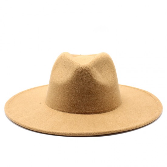 Cross-border AliExpress Amazon men's and women's couple's flat-brimmed hat, autumn and winter woolen hat, jazz gentleman hat Cross-border AliExpress Amazon men's and women's couple's flat-brimmed hat, autumn and winter woolen hat, jazz gentleman hat