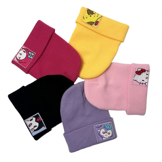 Kuromi KT Cat Melody hats, cute couples' wool hats for men and sisters, winter warm knitted hats for women. Kuromi KT Cat Melody hats, cute couples' wool hats for men and sisters, winter warm knitted hats for women.