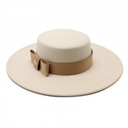 Autumn and winter hat for women, European and American celebrity, light luxury woolen hat with a wide brim, 10cm, British flat-top, wide-brimmed hat Autumn and winter hat for women, European and American celebrity, light luxury woolen hat with a wide brim, 10cm, British flat-top, wide-brimmed hat