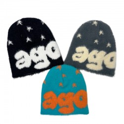New cross-border boutique, niche two-tone faux mink wool hats, European and American personalized jacquard knitted hats, autumn and winter warm hats. New cross-border boutique, niche two-tone faux mink wool hats, European and American personalized jacquard knitted hats, autumn and winter warm hats.