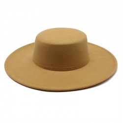 Autumn and winter new cross-border thickened men's and women's hats with 10cm brim, woolen felt flat top hats with wide brims. Autumn and winter new cross-border thickened men's and women's hats with 10cm brim, woolen felt flat top hats with wide brims.