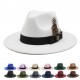 White woolen gentleman's classic British jazz feather hat with a flattering face shape, woolen felt hat for men and women White woolen gentleman's classic British jazz feather hat with a flattering face shape, woolen felt hat for men and women