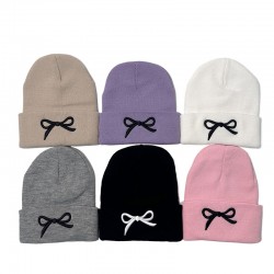New cross-border knitted hats for women, fashionable and versatile, autumn and winter, Korean-style outdoor bow embroidered wool hats. New cross-border knitted hats for women, fashionable and versatile, autumn and winter, Korean-style outdoor bow embroidered wool hats.