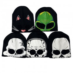 Reflective Skull Knitted Hat, Men's and Women's Luminous Mask, Alien Warm Beanie Reflective Skull Knitted Hat, Men's and Women's Luminous Mask, Alien Warm Beanie