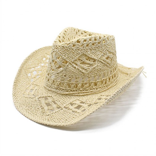 Malanhua hand-woven hollow cowboy straw hat, summer sun protection hat for men and women, Western cowboy straw hat Malanhua hand-woven hollow cowboy straw hat, summer sun protection hat for men and women, Western cowboy straw hat