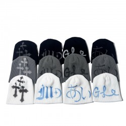 New cross-border Korean-style, 2K sweet and cool hot girl hats with European, American, Japanese, and Sanskrit lettering, street graffiti knitted hats for men and women. New cross-border Korean-style, 2K sweet and cool hot girl hats with European, American, Japanese, and Sanskrit lettering, street graffiti knitted hats for men and women.