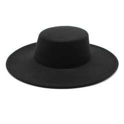 Autumn and winter new cross-border thickened men's and women's hats with 10cm brim, woolen felt flat top hats with wide brims. Autumn and winter new cross-border thickened men's and women's hats with 10cm brim, woolen felt flat top hats with wide brims.