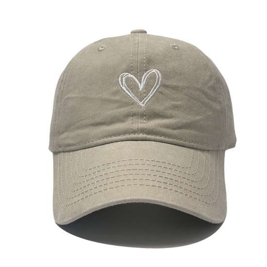 Heart heart retro casual washed distressed baseball cap for women, 2025 new summer burgundy wide-brim sun visor baseball cap Heart heart retro casual washed distressed baseball cap for women, 2025 new summer burgundy wide-brim sun visor baseball cap