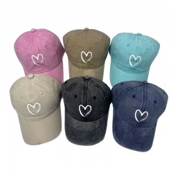 Cross-border new style cotton washed distressed heart baseball cap for men and women, outdoor personalized cartoon heart baseball cap Cross-border new style cotton washed distressed heart baseball cap for men and women, outdoor personalized cartoon heart baseball cap