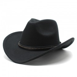 New cross-border western cowboy hat, black woolen jazz hat, ethnic autumn and winter felt hat for men and women, wide brim hat New cross-border western cowboy hat, black woolen jazz hat, ethnic autumn and winter felt hat for men and women, wide brim hat