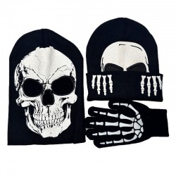 Cross-border new autumn and winter skull luminous knitted hat, Skull Skeleton Hat, Halloween pullover Cross-border new autumn and winter skull luminous knitted hat, Skull Skeleton Hat, Halloween pullover