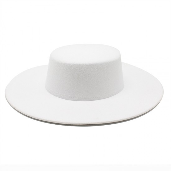 Autumn and winter new cross-border thickened men's and women's hats with 10cm brim, woolen felt flat top hats with wide brims. Autumn and winter new cross-border thickened men's and women's hats with 10cm brim, woolen felt flat top hats with wide brims.