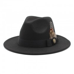 White woolen gentleman's classic British jazz feather hat with a flattering face shape, woolen felt hat for men and women White woolen gentleman's classic British jazz feather hat with a flattering face shape, woolen felt hat for men and women