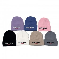 New cross-border Amazon New York letter-embroidered knitted hat, a versatile, warm beanie for men and women in autumn and winter. New cross-border Amazon New York letter-embroidered knitted hat, a versatile, warm beanie for men and women in autumn and winter.