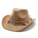 Bohemian European and American style suede western cowboy hat, rolled brim, Tibetan-style jazz hat for ethnic minorities Bohemian European and American style suede western cowboy hat, rolled brim, Tibetan-style jazz hat for ethnic minorities